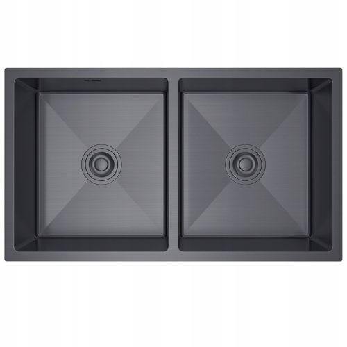 Melanstar two-bowl sink, black steel