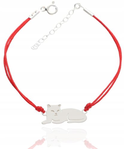  String bracelet with a cat SILVER 925