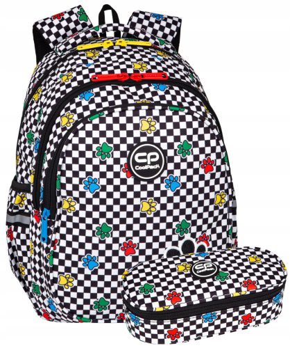 CoolPack Jerry "Catch Me" Youth School Backpack and Pencil Case Set - Checkered Design