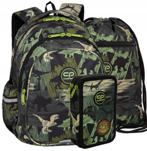 CoolPack Jerry Youth School Backpack & Pencil Case for Boys - Dinosaur Adventure Set