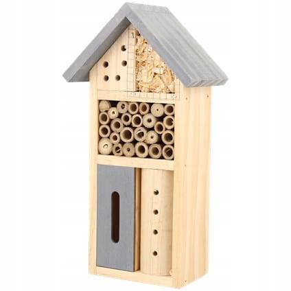  Hotel insect house made of wood 13x8x26 cm grey