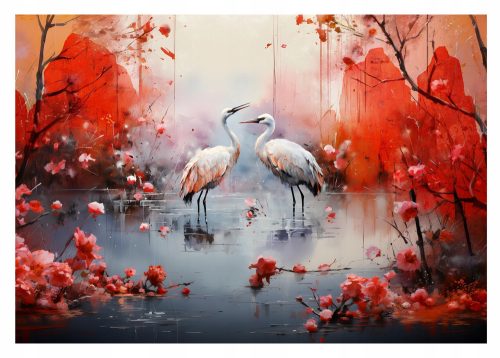 Photo wallpaper BIRDS CRANE Japanese Garden 368x254