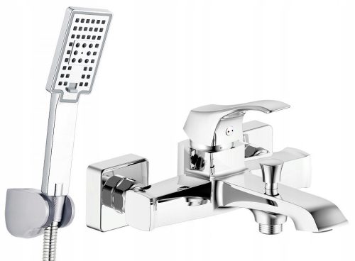 Single-lever wall-mounted bath and shower mixer Valvex Antiga Chrome + Cubic range surface-mounted shower set