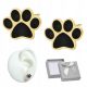  EARRINGS SILVER pr 925 Gold-plated BLACK ENAMEL PAW PAW Stud