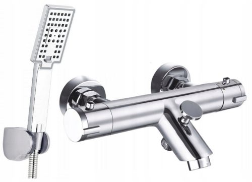 Termo series chrome bath and shower mixer + Cubic series exposed shower set