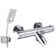 Termo series chrome bath and shower mixer + Cubic series exposed shower set