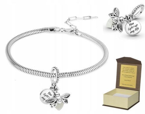  Bracelet SILVER 19-22cm + CHARM FIREFLIGHT BC27