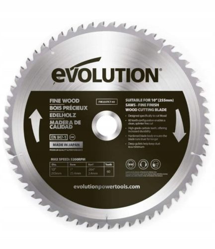  Evolution FW255TCT-60 Holzsägeblatt 255 x 25,4 mm