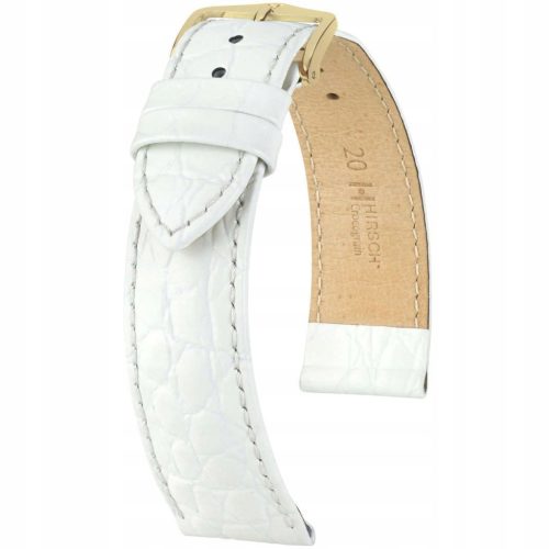  HIRSCH Crocograin 20mm White Leather Strap