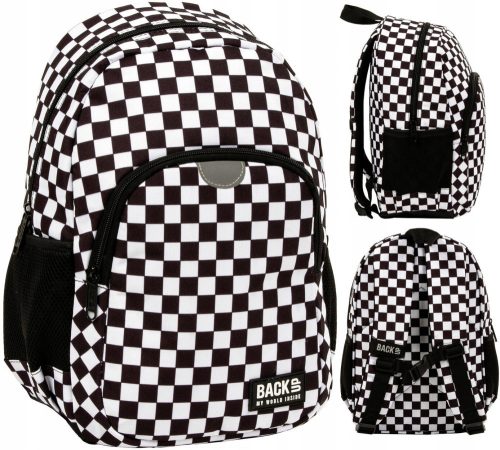  Backup School Backpack with Multiple Compartments, White, Black, Multicolor, 18 Years