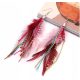  MD long feather earrings strings | PINK RED