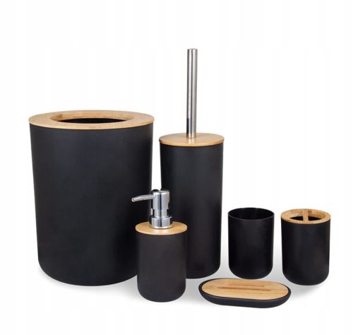 Set of 6-piece bathroom accessories, black