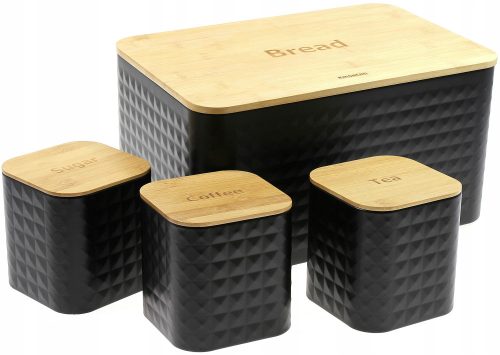 Bread box Krisberg bread box set BREAD BANK + 3 CONTAINERS made of black bamboo