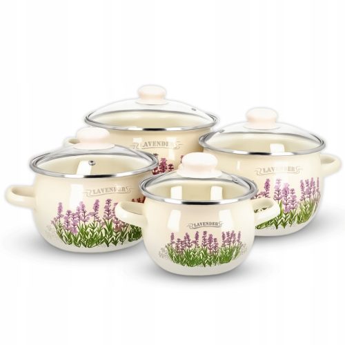  Enamel LAVENDER Pot set, Stahl, 8-piece.