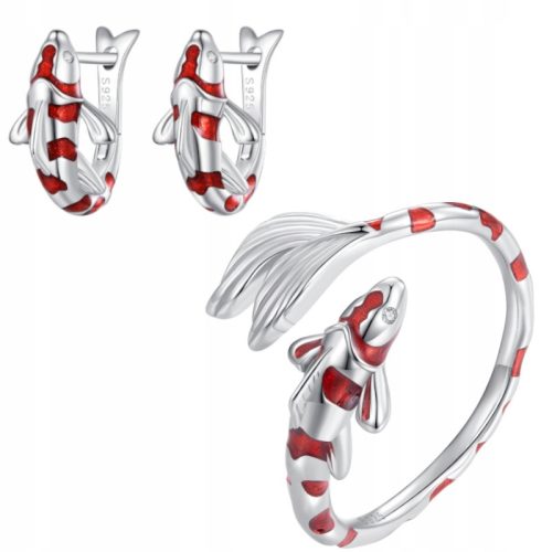  KOI FISH set ring and earrings S925