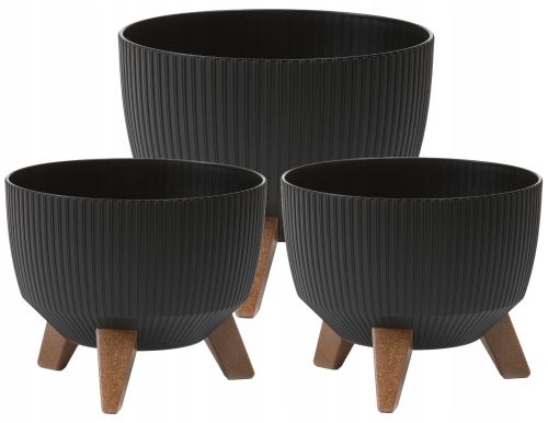  2× Lamela Roma Eco Jumper flowerpot black 24x15 cm + Lamela flowerpot 29 cm x 29 x 18 cm diameter 29 cm plastic black