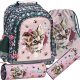 3-in-1 Cleo & Frank School Backpack Set for Girls with Pencil Case and Shoe Bag