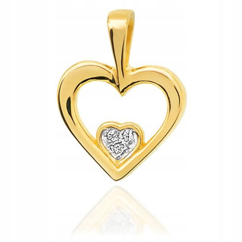  Gold Pendant HEART with ZIRCONS pr.585