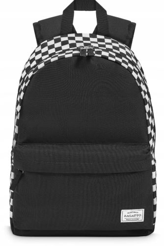 Stylish Zagatto® Single Compartment Backpack with Laptop Sleeve and Checkered Pattern