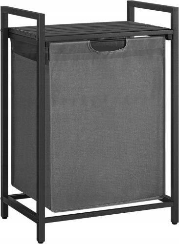 Laundry Baskets and Bins Songmics 65l Freestanding Laundry Basket, Grey and Silver Tones