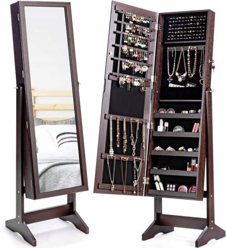  Jewelry cabinet (brown) with full body mirror