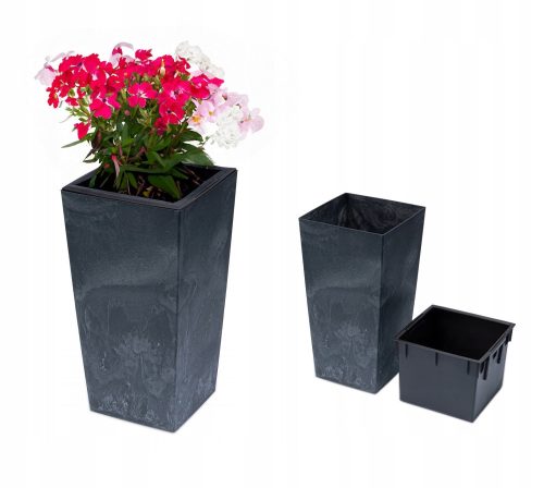 Pots and planters for outdoor and garden Valle Verde flowerpot 33 cm x 33 x 60 cm made of plastic in the colors grey and silver