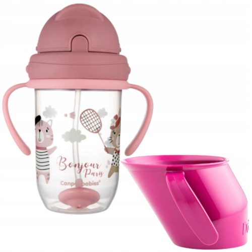  Doidy Cup drinking cup from 3 months pink + leak-proof cup Canpol Babies Bonjour Paris 270 ml