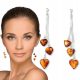  LONG HEART HANGING EARRINGS SILVER AMBER