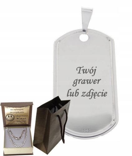  SILVER DOG TAG PENDANT 925 FREE ENGRAVING