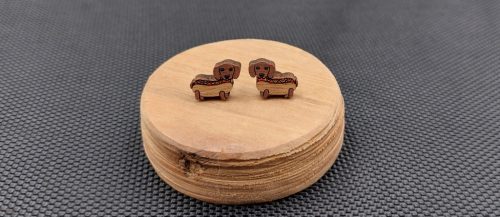  Wooden earrings DACHSHUND HOT DOGS