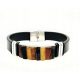  MEN'S BRACELET AMBER LEATHER STEEL ELEGANT