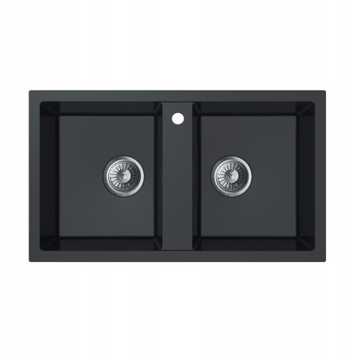 Miló Prado two-bowl sink, black granite