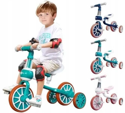  Three-wheeled bike 4-in-1 bike, two-wheeled, four-wheeled, ideal for learning, black, gray