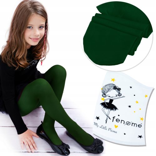  BOTTLE GREEN tights for children and girls, MICROFIBER, opaque