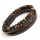  MEN'S LEATHER BRACELET BEADS 316L STEEL