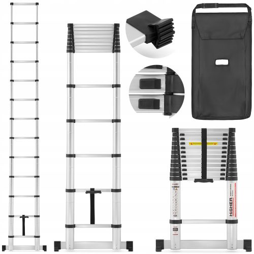 Higher ladder 5.1 m aluminum 1 x 1 up to 150 kg