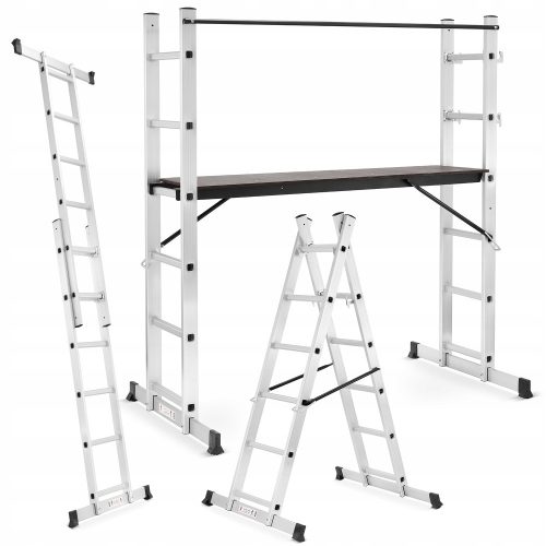 Higher ladder 3.75 m aluminum 2 x 6 up to 150 kg