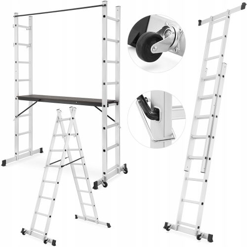 Higher ladder 3 m aluminum 2 x 8 up to 150 kg