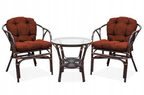 A set of garden and patio furniture AGA Sita Rattan dark brown garden furniture set, 3 pieces.