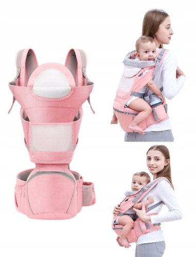  Ergonomic baby carrier with hip belt Goldstart E001, pink