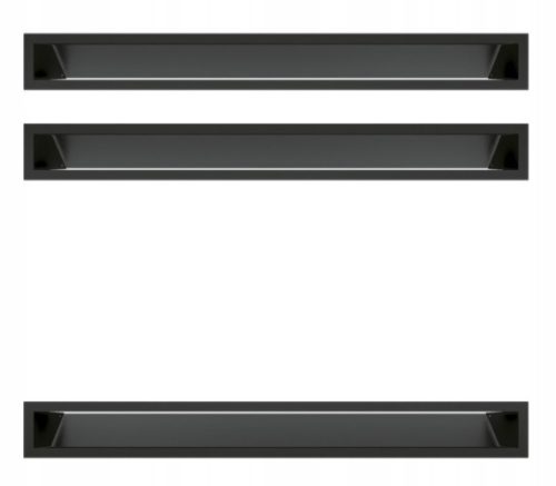 2× Air ventilation grille Kratki Luft 9x80 cm black + Kratki Luft SF ventilation grille 80x9x7.85 cm black