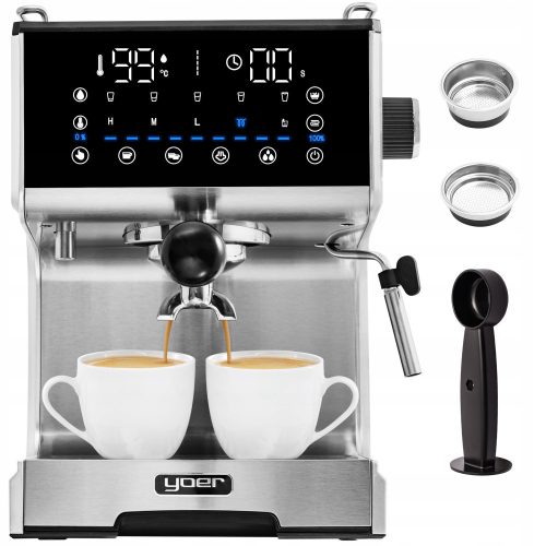  Yoer Barisso 1350 W portafilter espresso machine, silver/grey