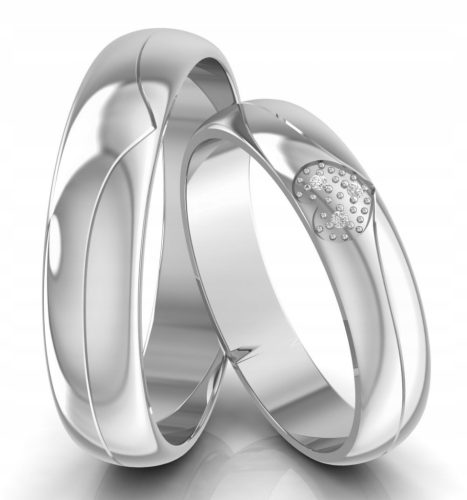  HEART WEDDING RING WHITE GOLD 585 HEART PATTERN