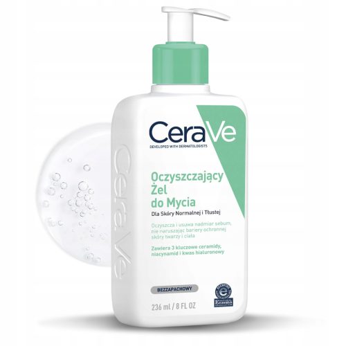 CeraVe Cleansing Gel for Normal to Oily Skin, 236ml - Removes Excess Sebum