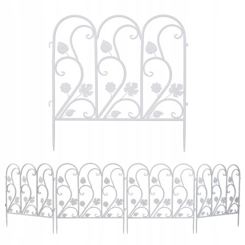 5-panel garden fence made of durable metal in white