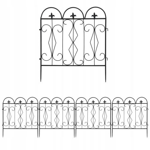 Robust garden fence made of 5 metal panels, 60 cm
