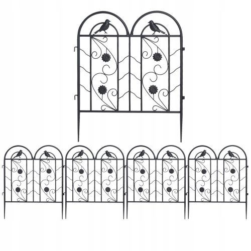 Robust garden fence made of 5 metal panels, 65 cm