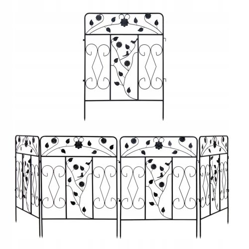Robust garden fence made of 5 metal panels, 80 cm