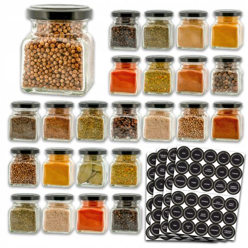 Food Container Spice Jars 120 ml, 24 pieces + 120 stickers