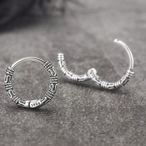  Hoop earrings ethnic rock punk Gothic silver 925